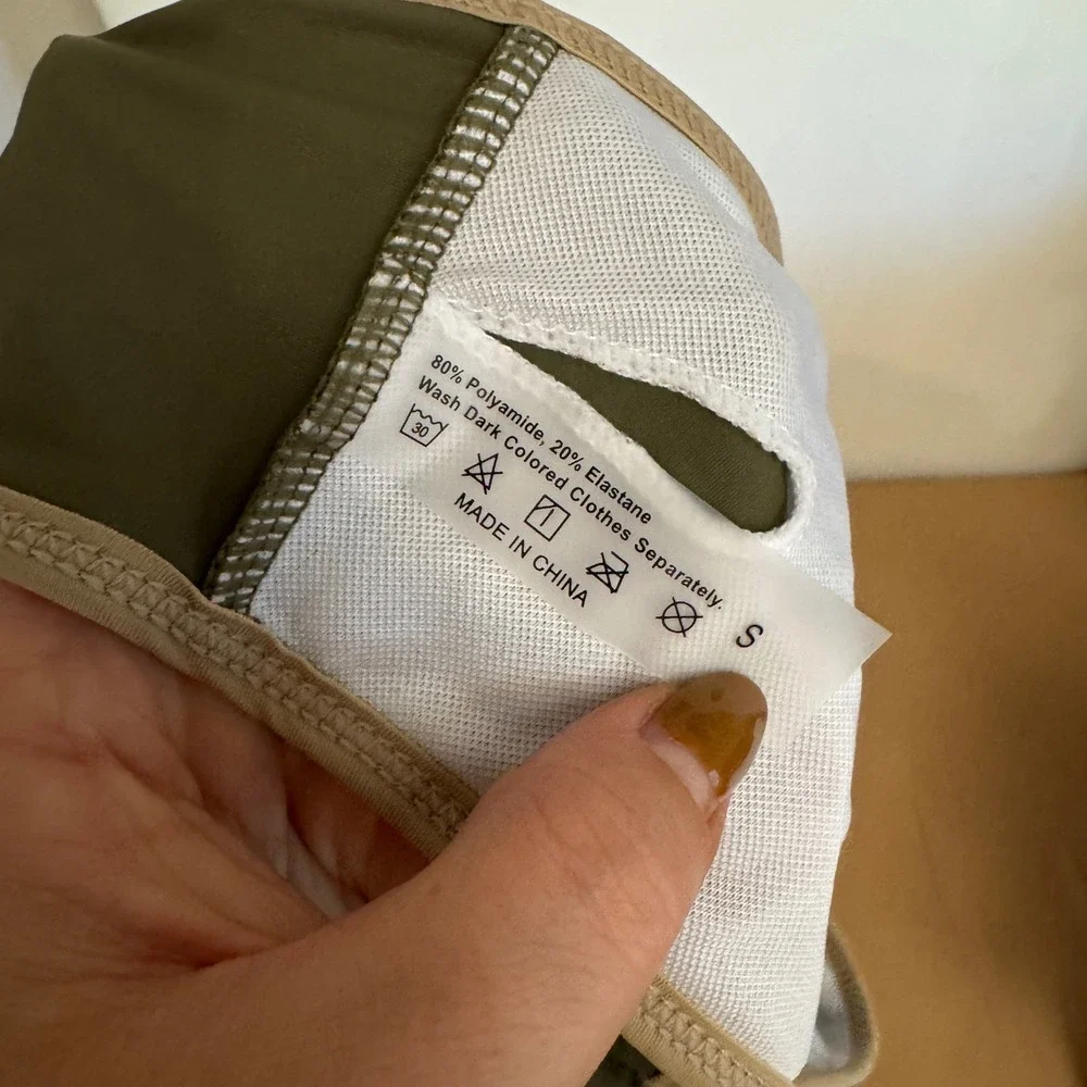 NWT Shein Olive Green Two Piece Bikini Swimsuit Ring Detail Size Small‎